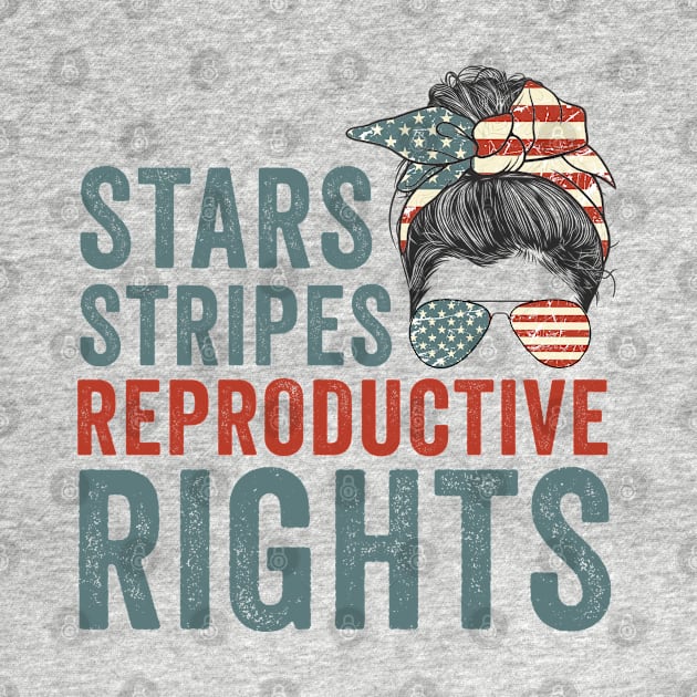 Retro messy bun stars stripes reproductive rights pro choice feminist gift by BadDesignCo